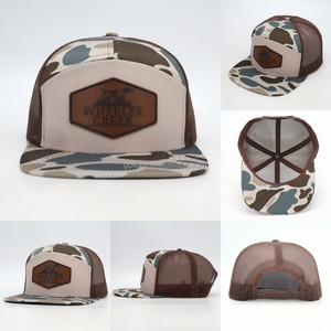 Customized Richardson 168 Mesh Hat Snapback <b>Caps</b> custom Leather patch logo Breathable <b>Cap</b> 7-panel <b>Cap</b> <b>Flat</b>-bill Trucker hats - Product Image 3