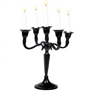 Candelabros de 5 brazos de aluminio y metal superventas, soporte de vela con acabado negro, Decoración de mesa para boda, novedad - Product Image 1