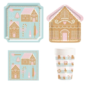DAMAI Gingerbread House Shaped Paper Plate <b>Set</b> Christmas Party Supplies Table Decorations Christmas Disposable <b>Dinnerware</b> - Product Image 3