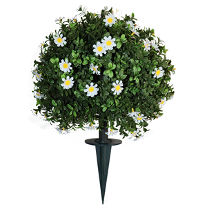 Arbre artificiel en buis <span class=keywords><strong>avec</strong></span> fleurs blanches, bandes de topiaire, piquets de sol, arbustes artificiels, idéal pour la décoration de jardin - Product Image 1