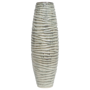 Grande vaso da terra in ceramica a coste, vaso decorativo per fiori, per soggiorno, camera da letto, bagno, bancone - Product Image 2