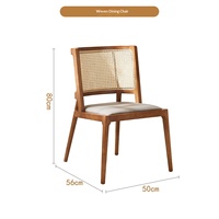 Ensemble de table à manger ronde en bois massif de style nordique avec plateau tournant en rotin en option pour hôtel, restaurant, usage professionnel