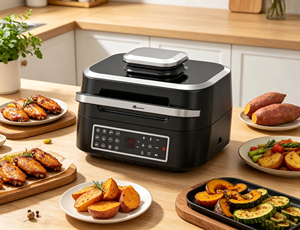 <span class=keywords><strong>Friteuse</strong></span> à air numérique Anbolife Factory 6,5 L avec thermomètre intelligent 260 ℃   Gril d'intérieur <span class=keywords><strong>sans</strong></span> fumée haute performance 2-en-1 multi-cuiseur - Product Image 5