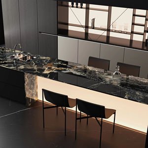 Piastrella in Pietra Sinterizzata Athens Black Gold Lucidata, Design Moderno, Durevole, Grande Lastra per Scale, Camere da Letto, Paesaggistica, Soggiorni, Piscine e Aree Comuni - Product Image 1