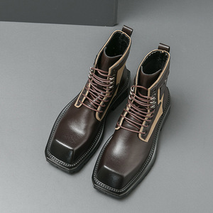 Bottes montantes décontractées pour hommes Martins, style motard, en PU, à semelle épaisse, pour l'hiver et l'automne - Product Image 2