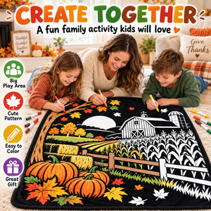 Factory Thanksgiving Gift Color Fleece <b>Sherpa</b> Kid Children Washable Oversized Washable DIY Coloring Throw <b>Blanket</b> With Markers - Product Image 1