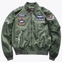 Blouson Bomber Personnalisé avec Patch Brodé, Veste de Pilote Zippée, Vêtement d'Extérieur Streetwear pour Hommes - Fabricant