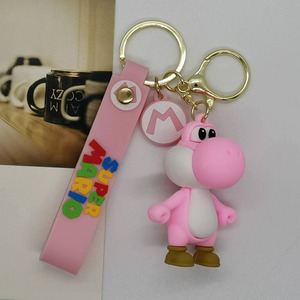 Porte-clés mousqueton Mario Yoshi <span class=keywords><strong>3D</strong></span> <span class=keywords><strong>en</strong></span> PVC souple, figurine de dessin animé, décoration de sac à dos, pendentif pour clé de voiture, cadeau promotionnel tissé, porte-clés - Product Image 4