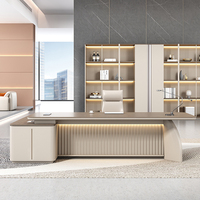 Bureau de direction de luxe à double piétement avec tiroir intégré et serrure pour espace de travail de siège de direction