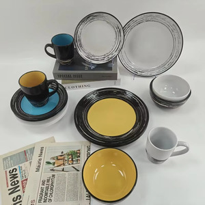 Juegos de vajilla de cerámica ecológica con diseño en relieve clásico negro, vajilla apta para microondas de estilo chino apta para lavavajillas - Product Image 5