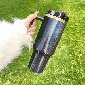 Vaso Térmico H2.0 de 40oz Personalizado con Grabado Láser, Sublimación, Holográfico, Dorado Brillante, con Asa, para Café - Product Image 3