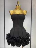 Gaun Mini Wanita Berkualitas Tinggi SB3717, Pakaian Fashion Buatan Tangan dengan Desain Bunga Mawar 3D, Gaun Bandage Bodycon untuk Pesta Ulang Tahun
