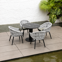 Ensemble de salle à manger moderne d'extérieur en métal, table de restaurant imperméable, chaises tressées, mobilier de jardin, patio, cour