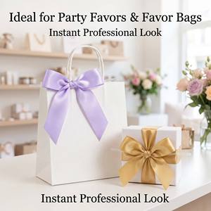 チャンユアン工場製 サテンリボン ツイストボウ付き 既製花飾りリボン 8*8cm クリスマスキャンディ包装用 - Product Image 4