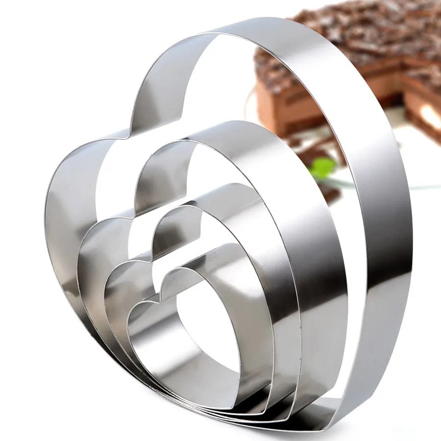 6 Inch Stainless Steel Baking Cake Rings Set Heart Shape Cake Mousse Mold For Pastry