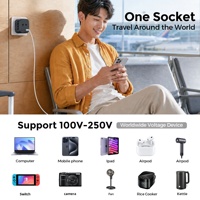 Adaptador de Enchufe Internacional Worldplug GaN de 20 W con Carga Rápida y Doble Puerto USB, Adaptador de Viaje Universal, Enchufe de Pared para Viajes en Estados Unidos