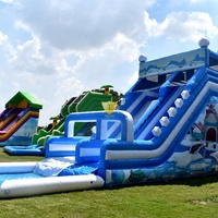 Toboggan aquatique gonflable avec piscine, PVC de qualité commerciale, toboggan géant Tide Wave pour enfants et adultes, équipement de parc aquatique