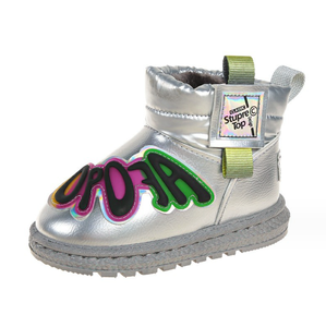 Bottes pour enfants à faible MOQ, bottes de neige solides argentées pour enfants, chaussures en lin et coton à semelle souple, bottes hautes - Product Image 6
