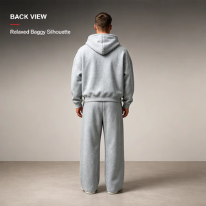 Set di 2 Pezzi Personalizzato di Alta Qualità: Pantaloni Sportivi Larghi e Felpa con Cappuccio, <span class=keywords><strong>Tuta</strong></span> Casual Vintage Pesante da Uomo, Produttori di <span class=keywords><strong>Abbigliamento</strong></span> Sportivo - Product Image 3