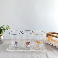 Groothandel Handgemaakte Hoge Borosilicaat Glazen Koffie Beker Hittebestendig Met Fruit Ornament Drinkwaren Voor Warme Dranken