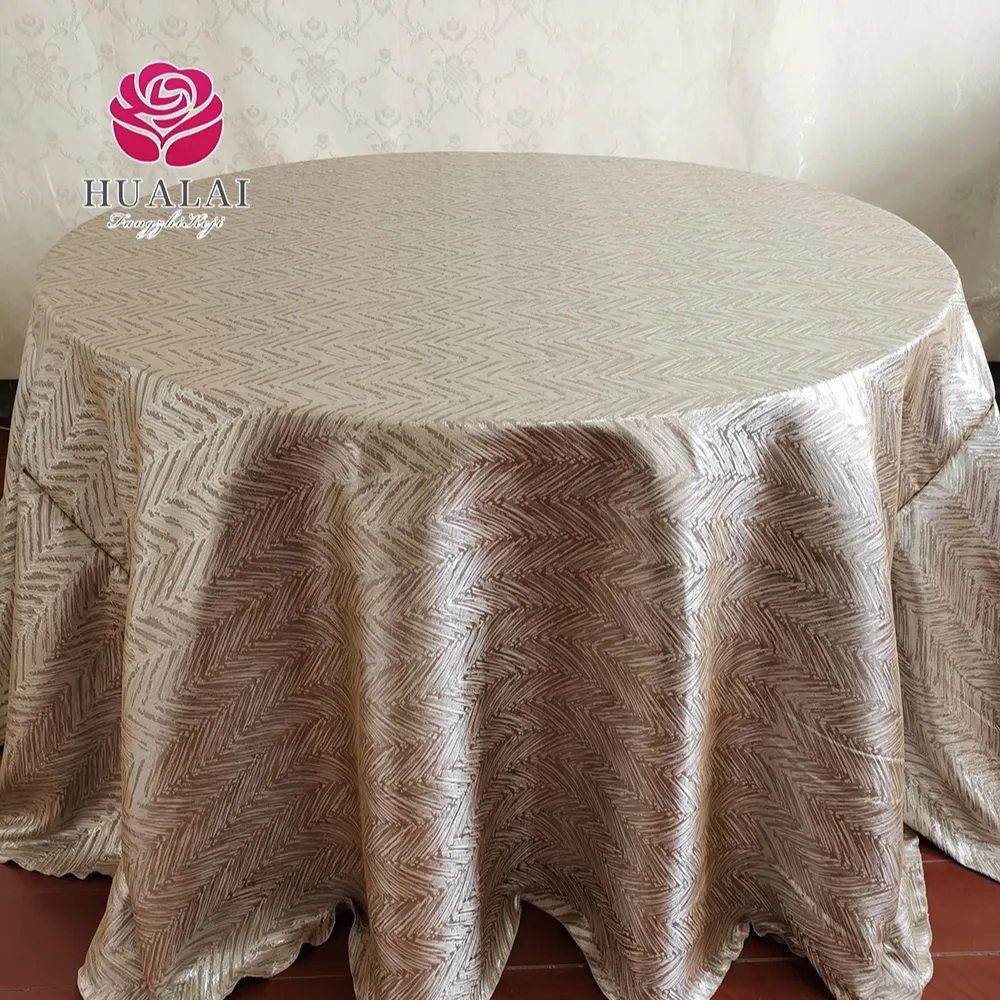 Couverture de table en jacquard de polyester champagne, haut de gamme, rond, rectangle géométrique, pour les événements de décoration de mariage, Offre Spéciale