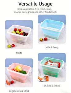 Folding Silicone Containers Box Reusable <b>Silicon</b> Food Storage Fresh-keeping <b>Silicon</b> Freezer Food Storage Bag Pouch for Food Pack - Product Image 2