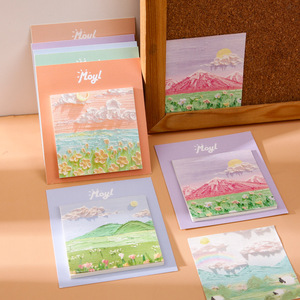 Bloc <span class=keywords><strong>de</strong></span> Notas Adhesivas con Diseño <span class=keywords><strong>de</strong></span> Pintura al Óleo, Bloc <span class=keywords><strong>de</strong></span> Notas Estético con Adhesivo Fuerte, Notas Minimalistas para Diario, Material <span class=keywords><strong>de</strong></span> Papelería para Estudiantes - Product Image 3