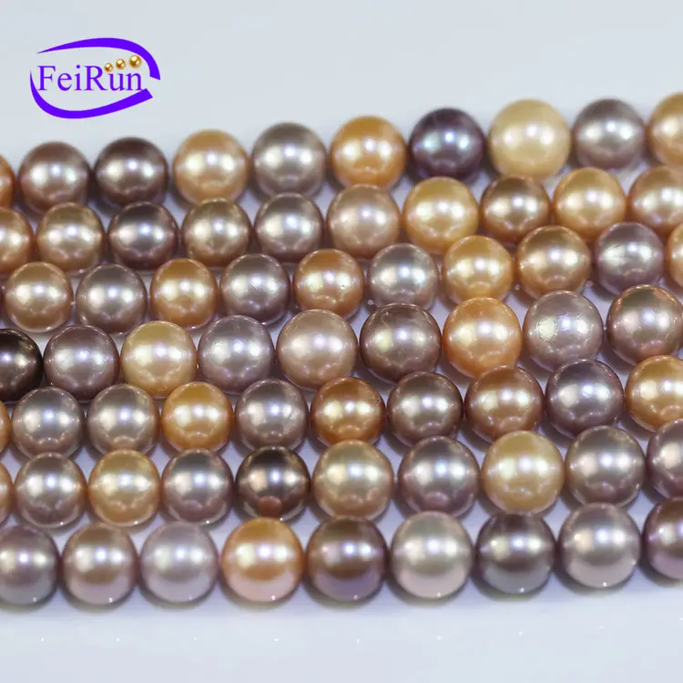 FEIRUN 11-13mm AA+ Multi Color Round Natural Freshwater Beads Pearls Jewelry
