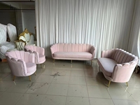 Ensemble de causeuse en velours blanc au design moderne pour salon, hôtel, mariage