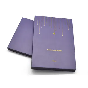 책 인쇄 라마단 도트 노트북 엠보싱 공예 보라색 가죽 플래너 리본 PU 저널