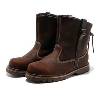 2025 Autumn New Style Men's Genuine Leather Boots Lace-up Closure Flat <b>Shoes</b> Retro Trendy <b>Height</b> <b>Increasing</b> Waterproof - Product Image 3
