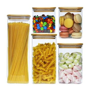 Food Storage wide mouth spice square glass jar