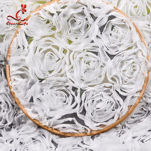 Cheerslife Guangdong poliéster 3D blanco tul francés gasa neto bordado tela de encaje para el vestido de boda - Product Image 2