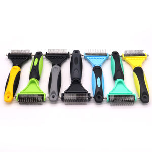 Herramienta de cepillo de rastrillo de aseo de doble cara de acero inoxidable personalizado de fábrica 23 + 12 dientes para mascotas, gatos y perros - Product Image 2