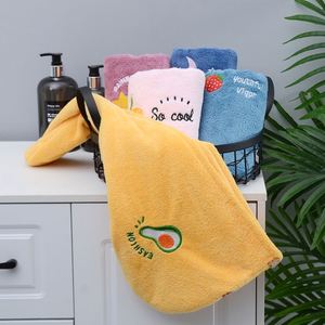 Serviette à cheveux en microfibre tricotée ultra-fine de couleur unie pour femmes, séchage rapide, avec boutons, lavable en machine, pour usage domestique - Product Image 3