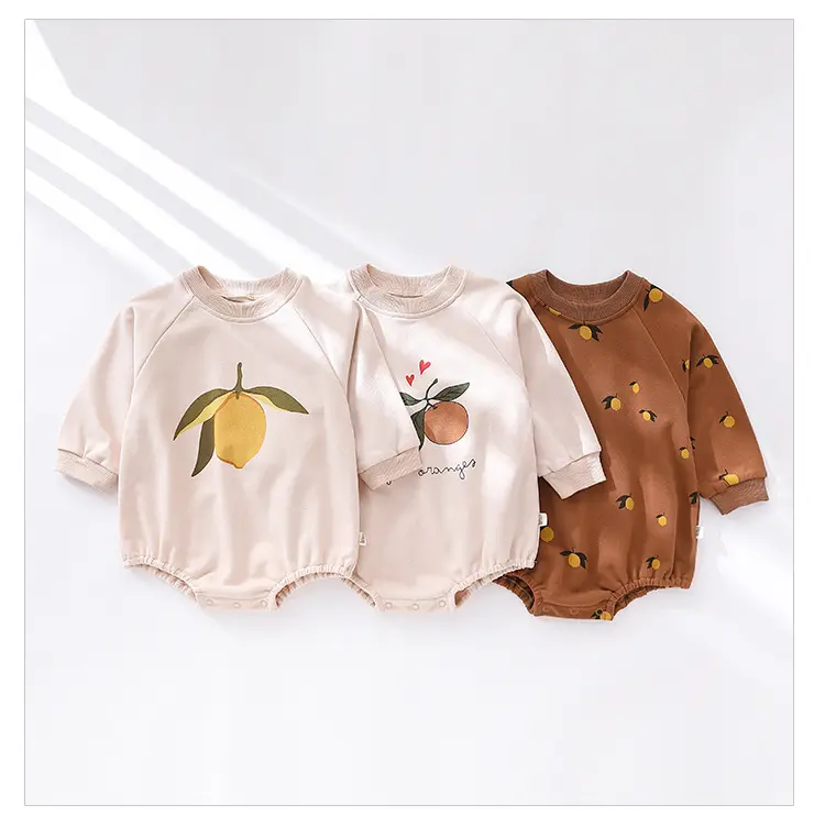 Europe & United States style Long Sleeved New Spring Pullover Baby Clothes Round Neck Babies Cute Printed Hoodie Rompers