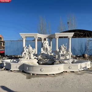 YOUFINE Fuente de <span class=keywords><strong>Trevi</strong></span> de mármol blanco tallada a mano de gran tamaño, con diseño de Dios del Mar de la mitología, para punto central de referencia en una mansión - Product Image 1