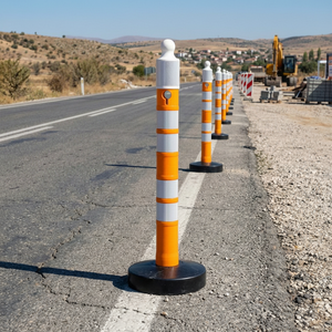 Yellow Delineator Post with Buoy 4 Reflective Sides 120 X 11 cm PE Material for Roadway & Traffic Safety - Product Image 3