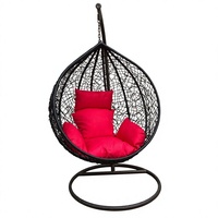 Fauteuil suspendu œuf personnalisé en rotin PE noir avec support, pour jardin et terrasse