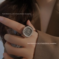 Montre-bague de luxe en acier inoxydable - Nouvelle montre-bague rectangulaire très vendue - Best-seller sur AliExpress & pour une affichage clair de l'heure