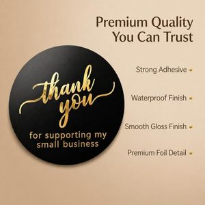 2 Inch Round Black Gold Foil Stickers 500 Pcs Waterproof Self Adhesive <b>Labels</b> For Small Business <b>Packaging</b> Envelope Bag Box Seal - Product Image 3