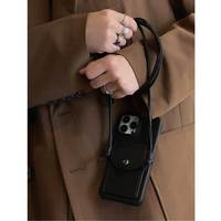 Nouvelle coque arrière antichoc en cuir PU tendance avec porte-cartes et cordon pour iPhone 17/16/15/14/13/12 Pro/11/XS MAX/8/7 Plus – Haute Qualité