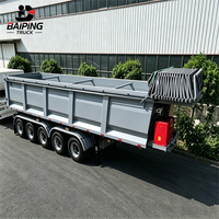 Semi-remorque benne basculante robuste en acier à 5 essieux avec bâche automatique, capacité de charge de 60 tonnes pour le transport de minerai, gravier et déchets de construction