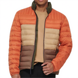 Blouson matelassé homme color block, col montant, fermeture éclair, coupe-vent, décontracté, pour l'automne, coupe droite, extérieur en polyester - Product Image 2