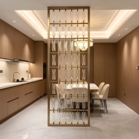Paravent suspendu en verre cristal et acier inoxydable au design moderne et luxueux, taille personnalisée, séparateur d'espace artistique