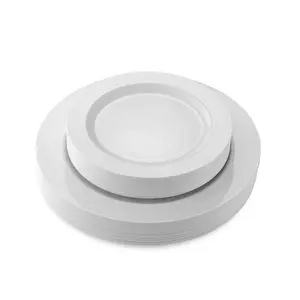 High Quality Round Reusable Plastic Plates Eco Friendly Plastic PS Takeaway Plates for Party Wedding Christmas