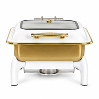 Chauffe-Plat Carré Professionnel Allnice pour Buffet Hôtelier, Capacité 9L, en Acier Inoxydable