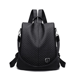 Wholesale Female <b>Black</b> <b>Backpacks</b> Pure Color High Capacity Travel <b>Backpack</b> PU Leather <b>School</b> Students Girls Bags - Product Image 1