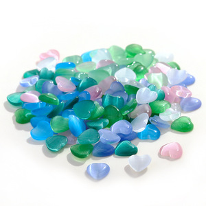 Cuentas de vidrio en forma de corazón con base plana para decoración de uñas, 10 mm, multicolor, cuentas sueltas, suministros para la fabricación de joyas - Product Image 5