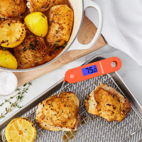 Termometer Makanan Digital Magnetik Lipat, Tahan Air IP67 dengan Probe Baja Tahan Karat 304, Termometer Daging BBQ Bacaan Instan